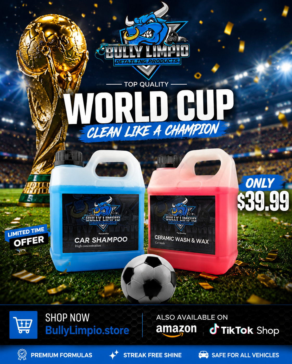 Car wash shampoo x  ceramic wash & wax World Cup bundle offer